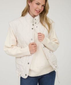 Alternative view of Quilted Puffer Vest With Bow Details - Champagne