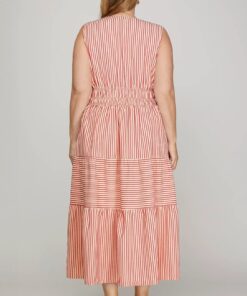 Alternative view of Beautiful Day Sleeveless Striped Midi Dress - Red