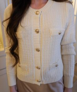 Alternative view of Old Money Long Sleeve Button Down Sweater - Cream