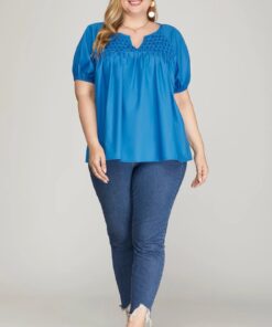 Blue Poplin Top