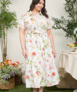 Garden Bloom Collared Midi Dress