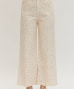 Pink Floral Cream Pants