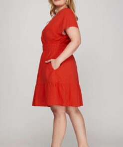 Alternative view of Smocked Waist Tiered Mini Dress - Red