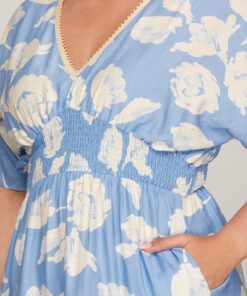Alternative view of Blue Floral V-Neck Tiered Short Dress