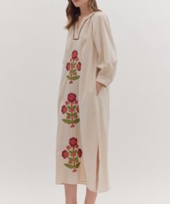 Alternative view of Embroidered Floral Maxi Dress - Ecru
