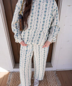 Blue Floral Printed Matching Sweat Set