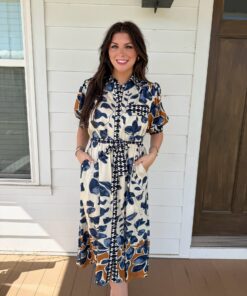Slate Blue Multicolor Midi Dress