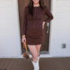 Chocolate Brown Ribbed Snap Down
