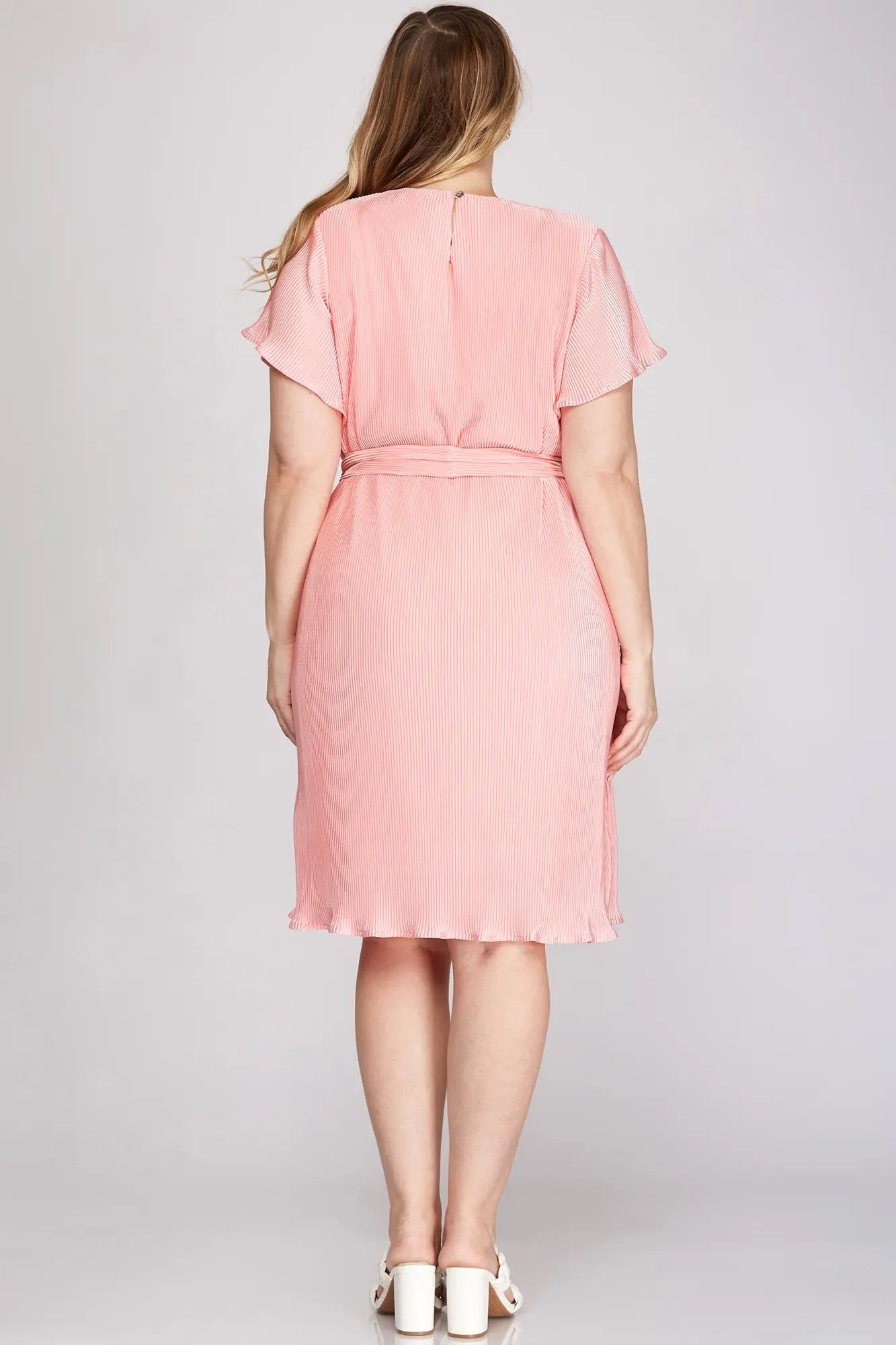 Baby Pink Flutter Sleeve Dress - Image 2
