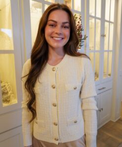 Old Money Long Sleeve Button Down Sweater - Cream