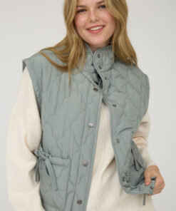 Alternative view of Quilted Puffer Vest With Bow Details - Sage