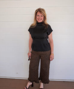 Black Pleated Waist Top