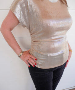 Shimmery Champagne Top With Side Rouching
