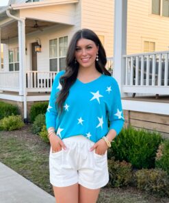 Star Sweater Top in Blue