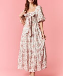 Alternative view of Marie Floral Printed Smocked Bow Front Dress
