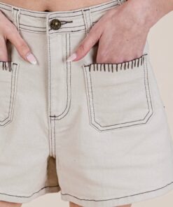 Light Taupe Trim Detail Shorts